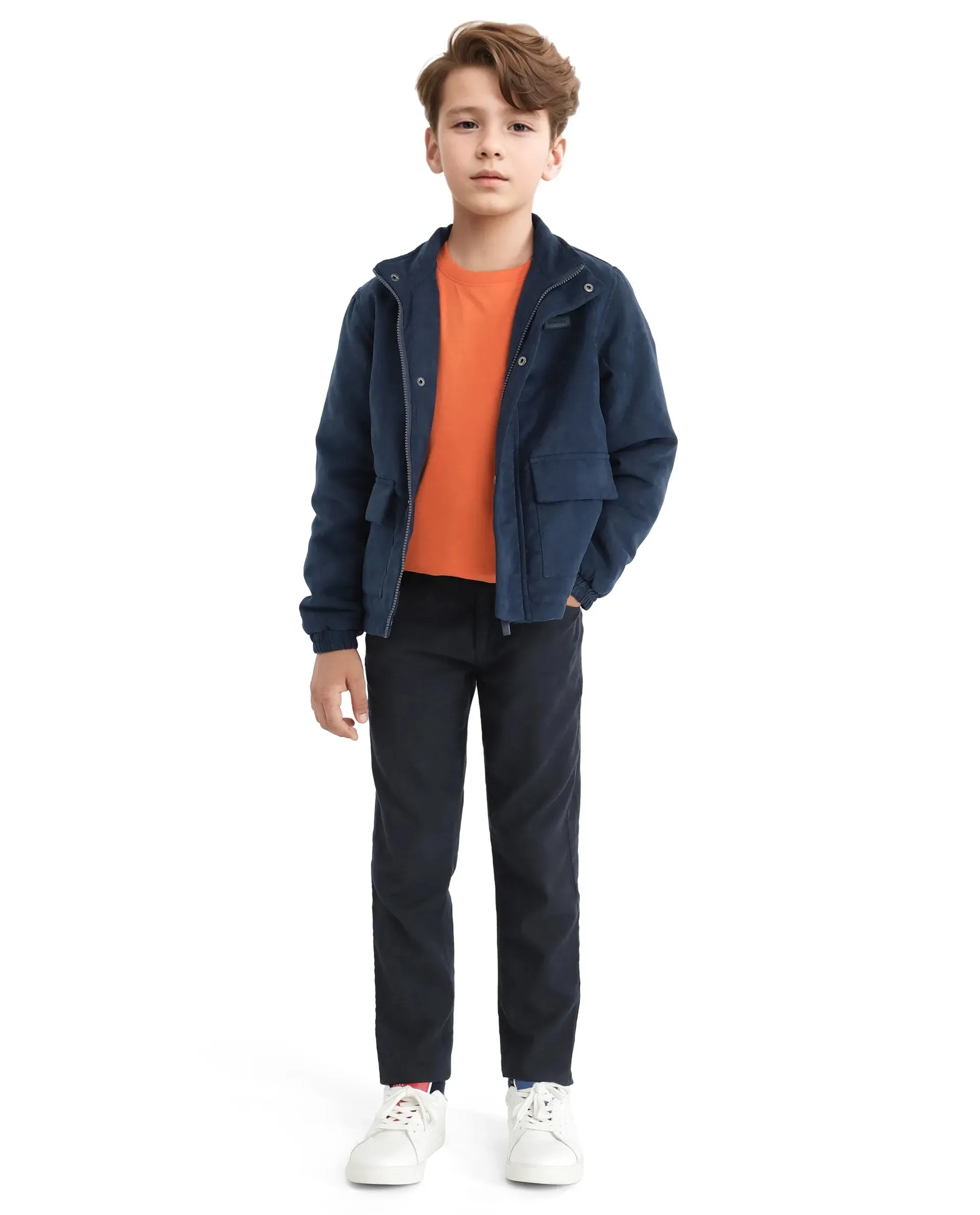Rare Ones Kids Katpil Dark Blue Polyester Full Sleeve Solid Jacket