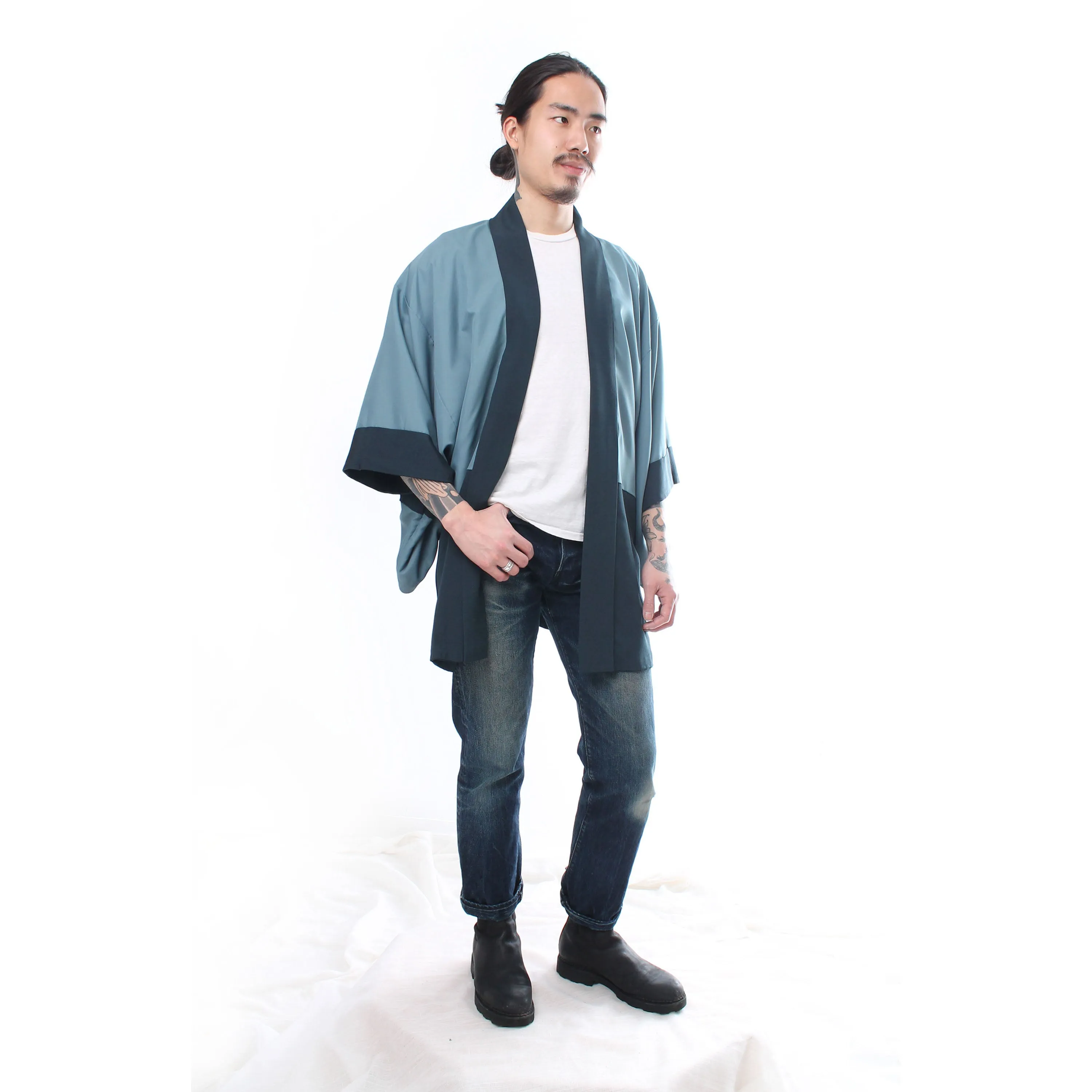Reversible Dark Blue-Green Tiger Haori