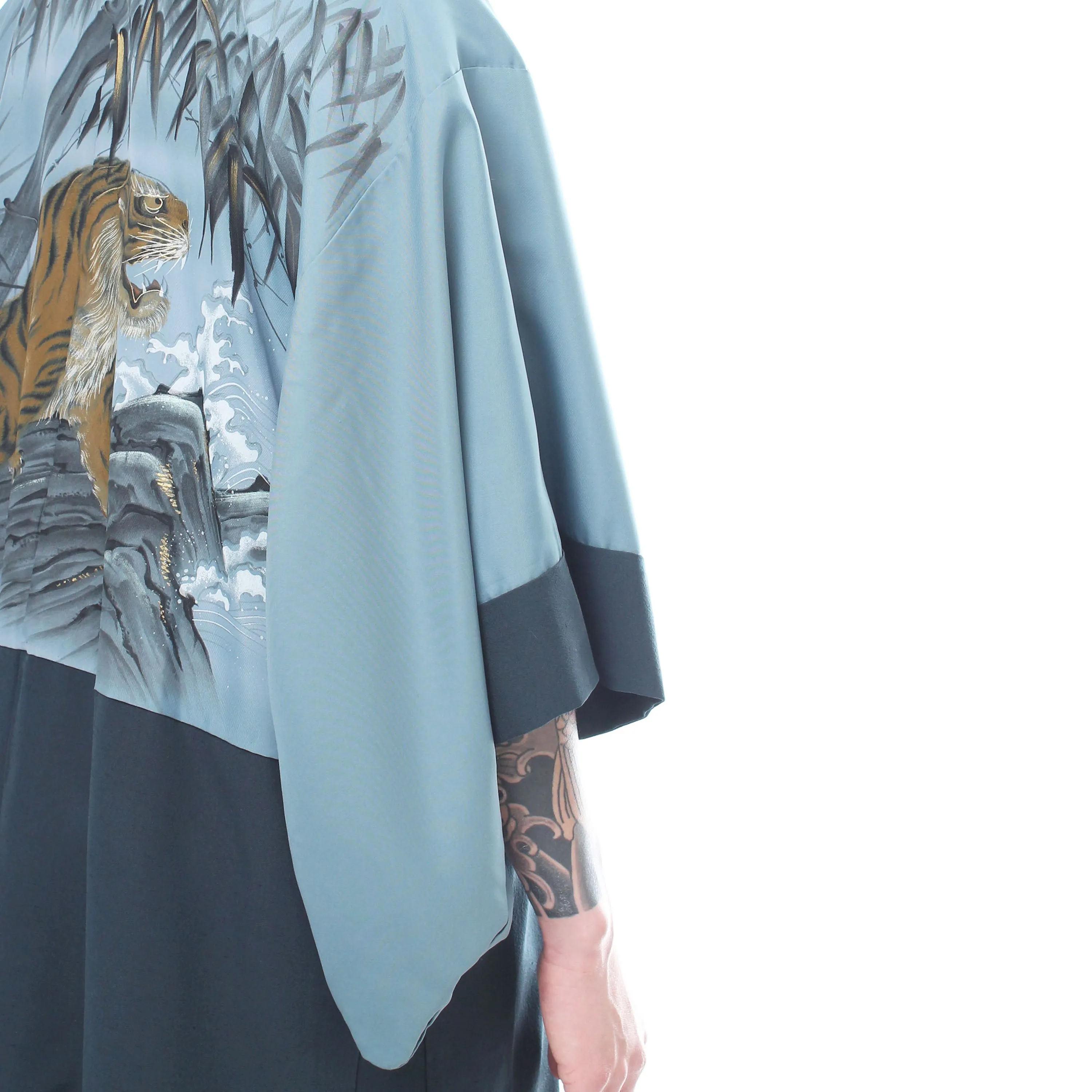 Reversible Dark Blue-Green Tiger Haori