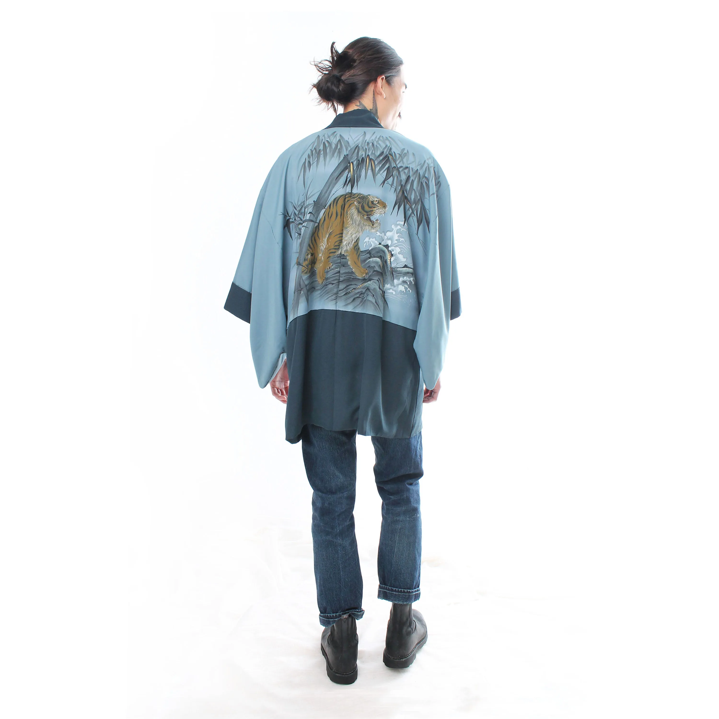 Reversible Dark Blue-Green Tiger Haori
