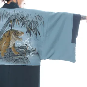 Reversible Dark Blue-Green Tiger Haori