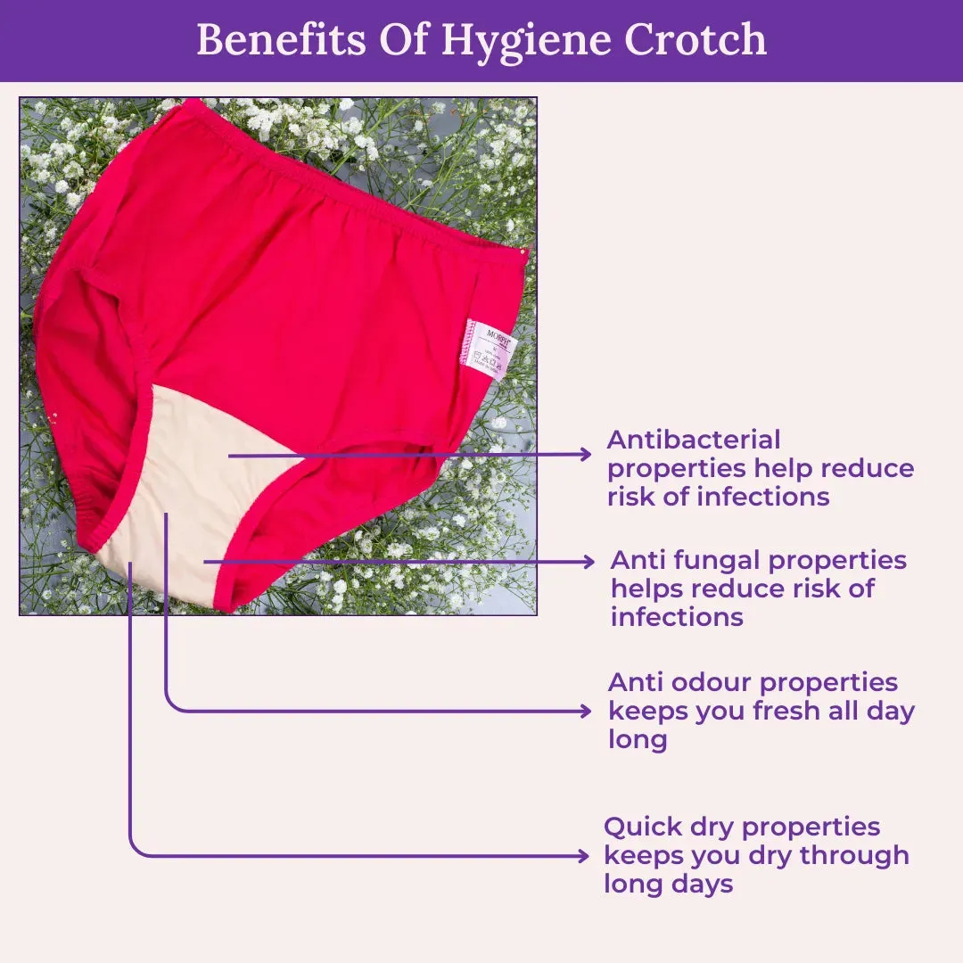Senior Women Hygiene Underwear | High Waist | Brief Fit | Prevents UTIs | Pack Of 2