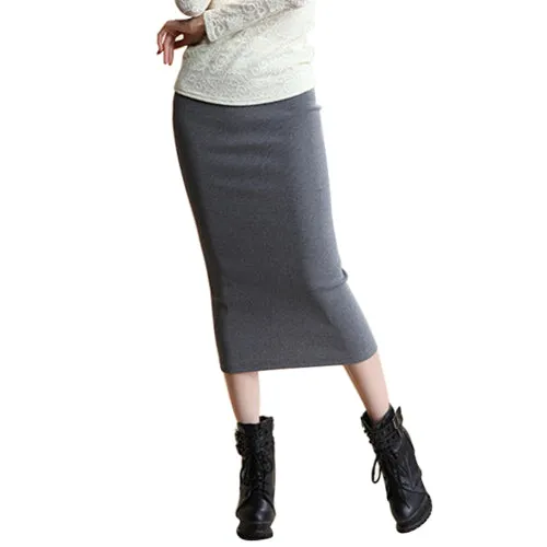 Spring Autumn Long Pencil Skirts Women Slim