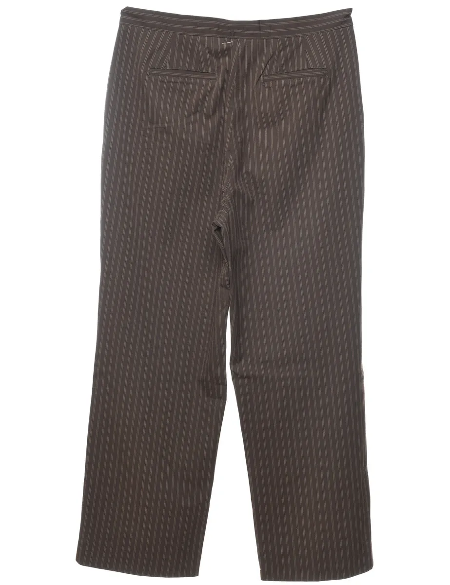 Striped Dark Brown Trousers - W34 L31