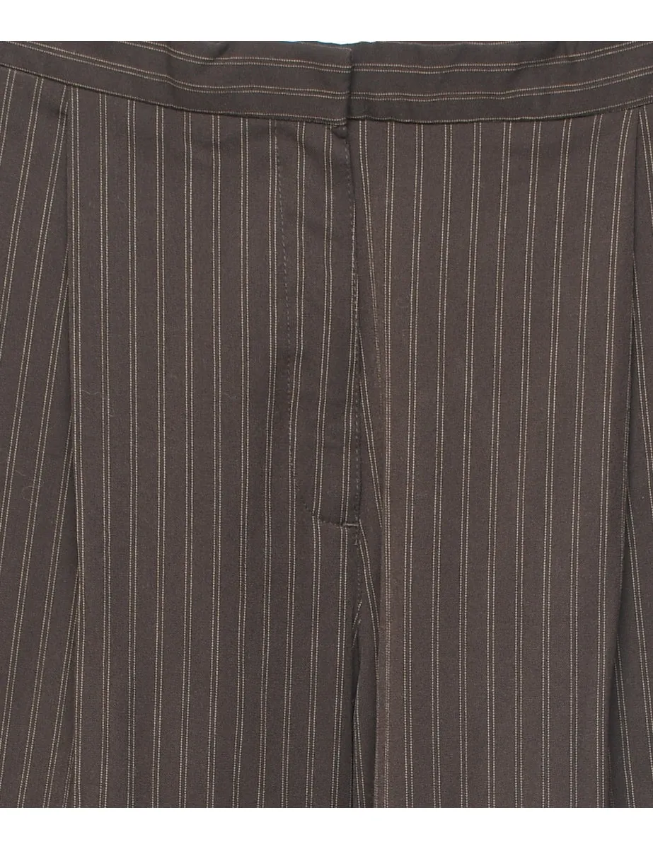Striped Dark Brown Trousers - W34 L31