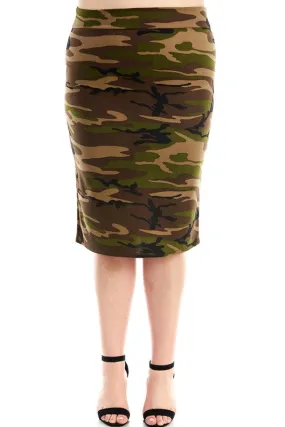 Super Stretch Camo Pencil Skirt (Plus Size)