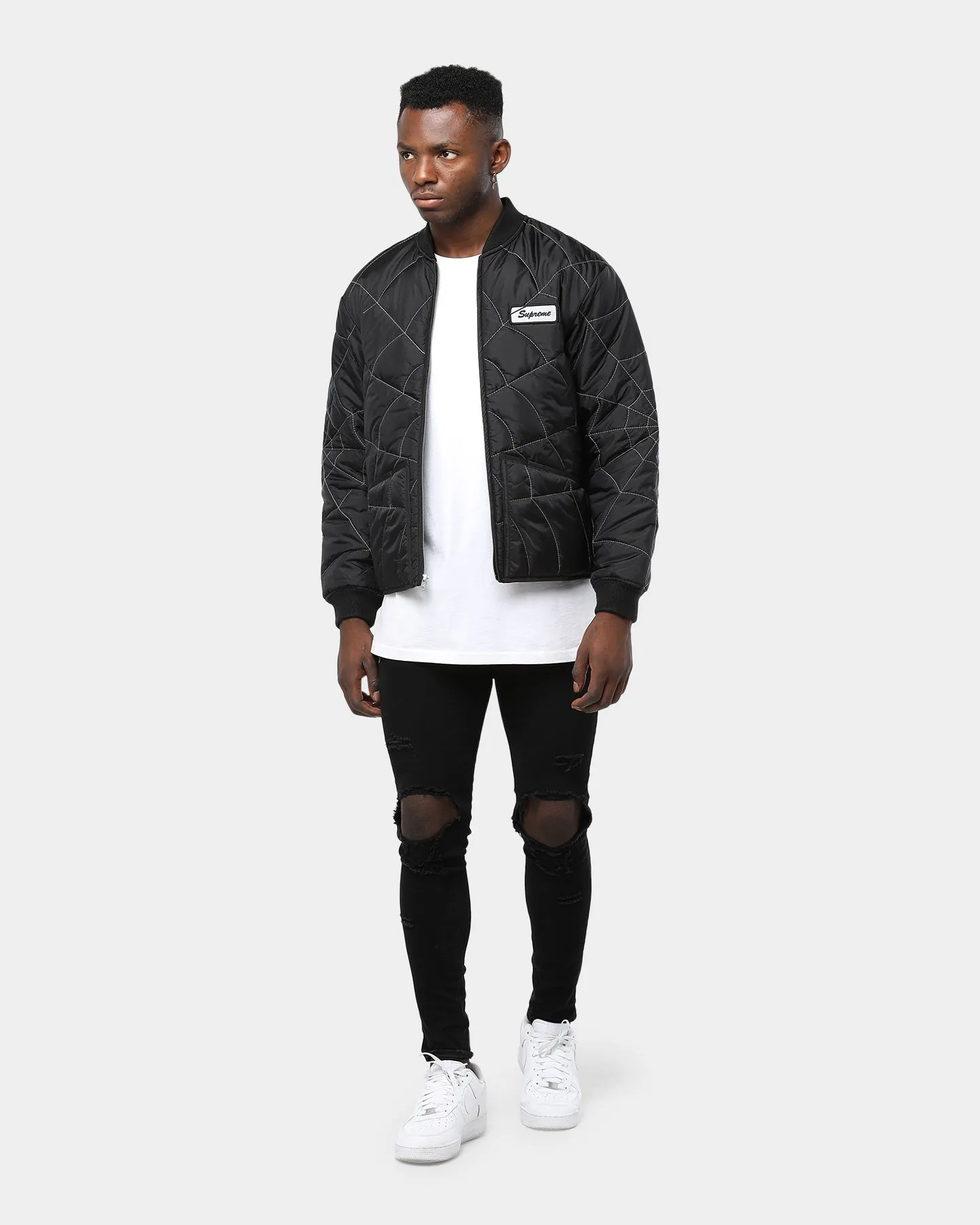 Supreme Spider Web Quilted Work Jacket Black