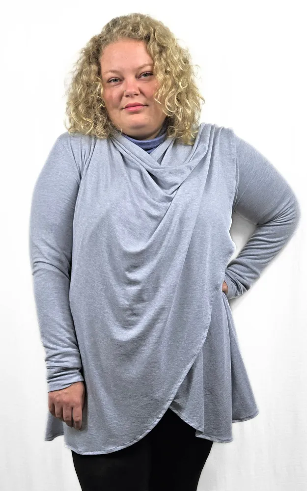 Tencel Merino Princess Wrap Cardigan - Grey Mix