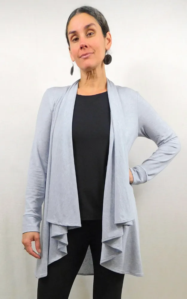 Tencel Merino Princess Wrap Cardigan - Grey Mix