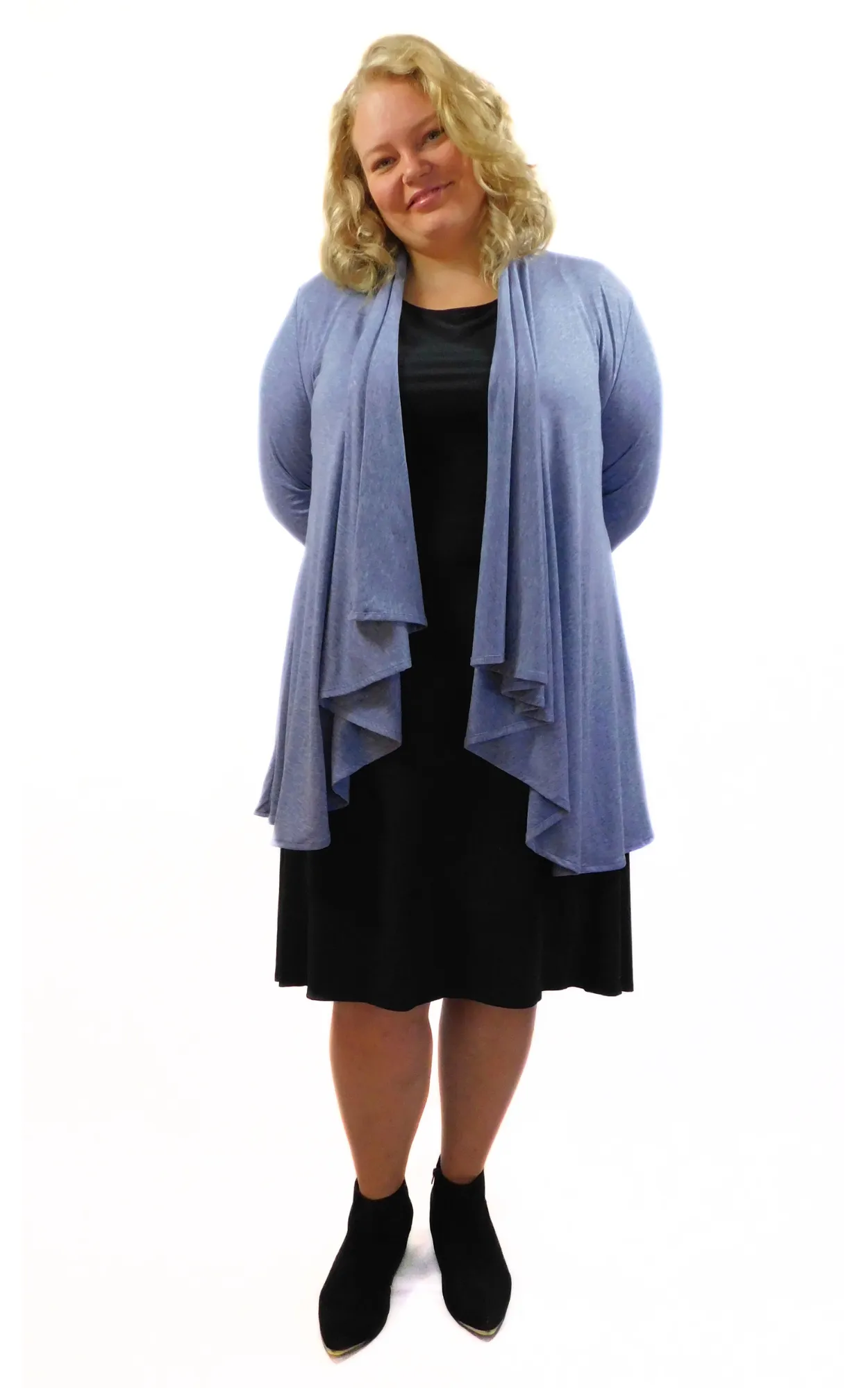 Tencel Merino Princess Wrap Cardigan - Heather Blue