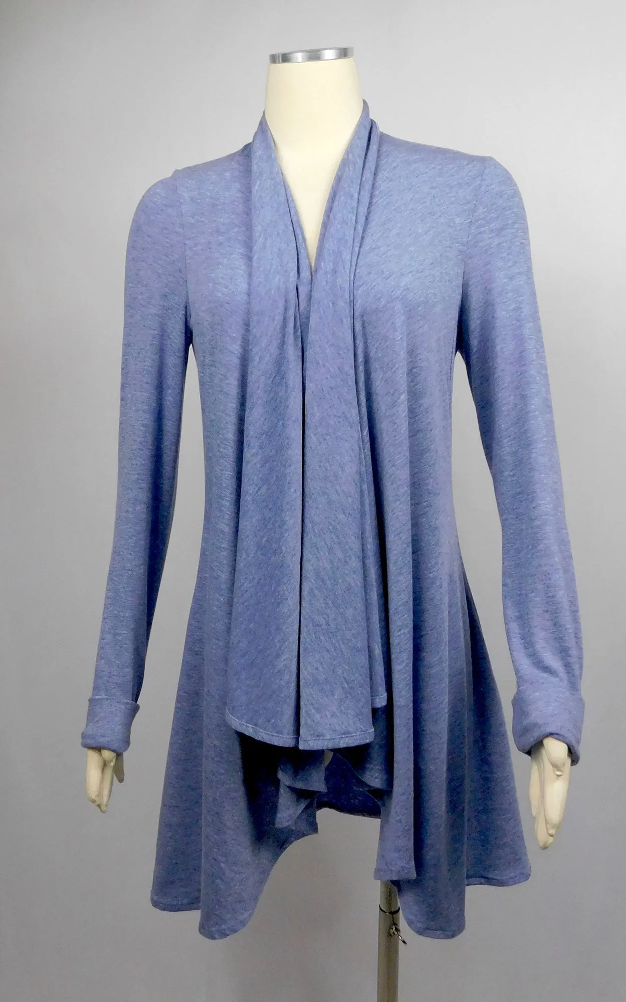 Tencel Merino Princess Wrap Cardigan - Heather Blue