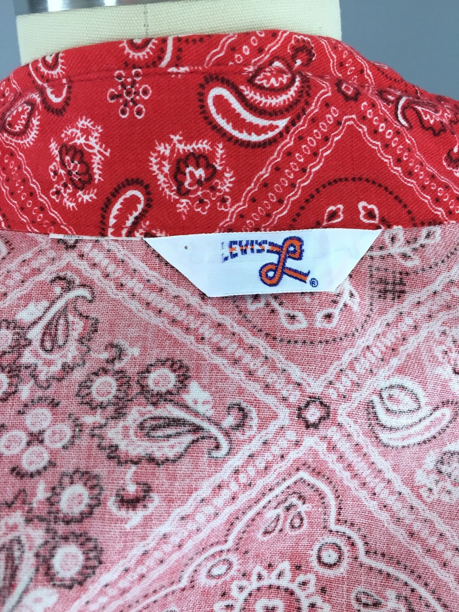 Vintage 1970s Rockabilly Paisley Handkerchief Print Country Western Levi's Jacket