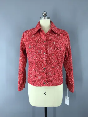 Vintage 1970s Rockabilly Paisley Handkerchief Print Country Western Levi's Jacket