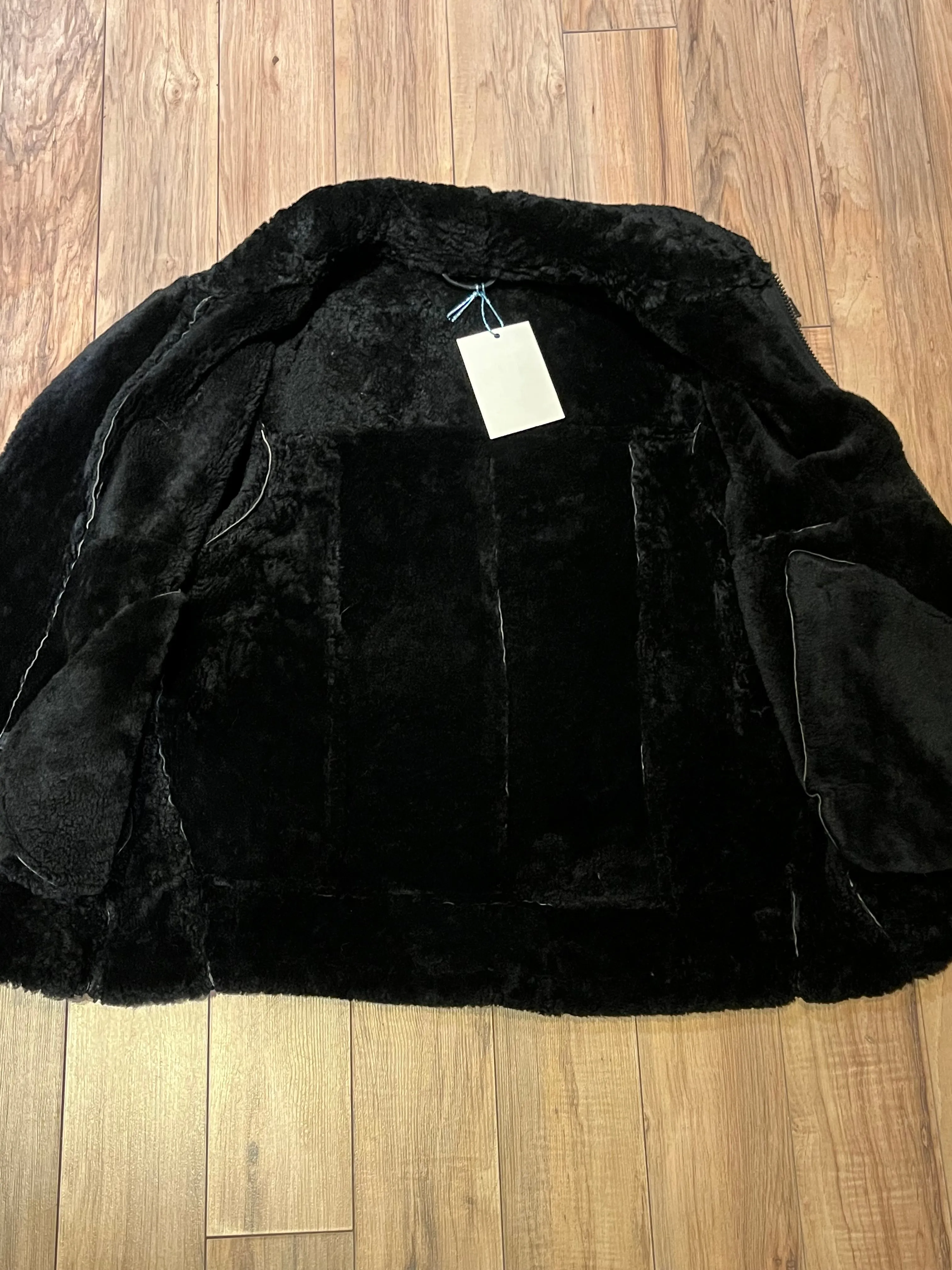 Vintage Black Shearling Bomber Jacket, Made in Canada, Size Medium SOLD