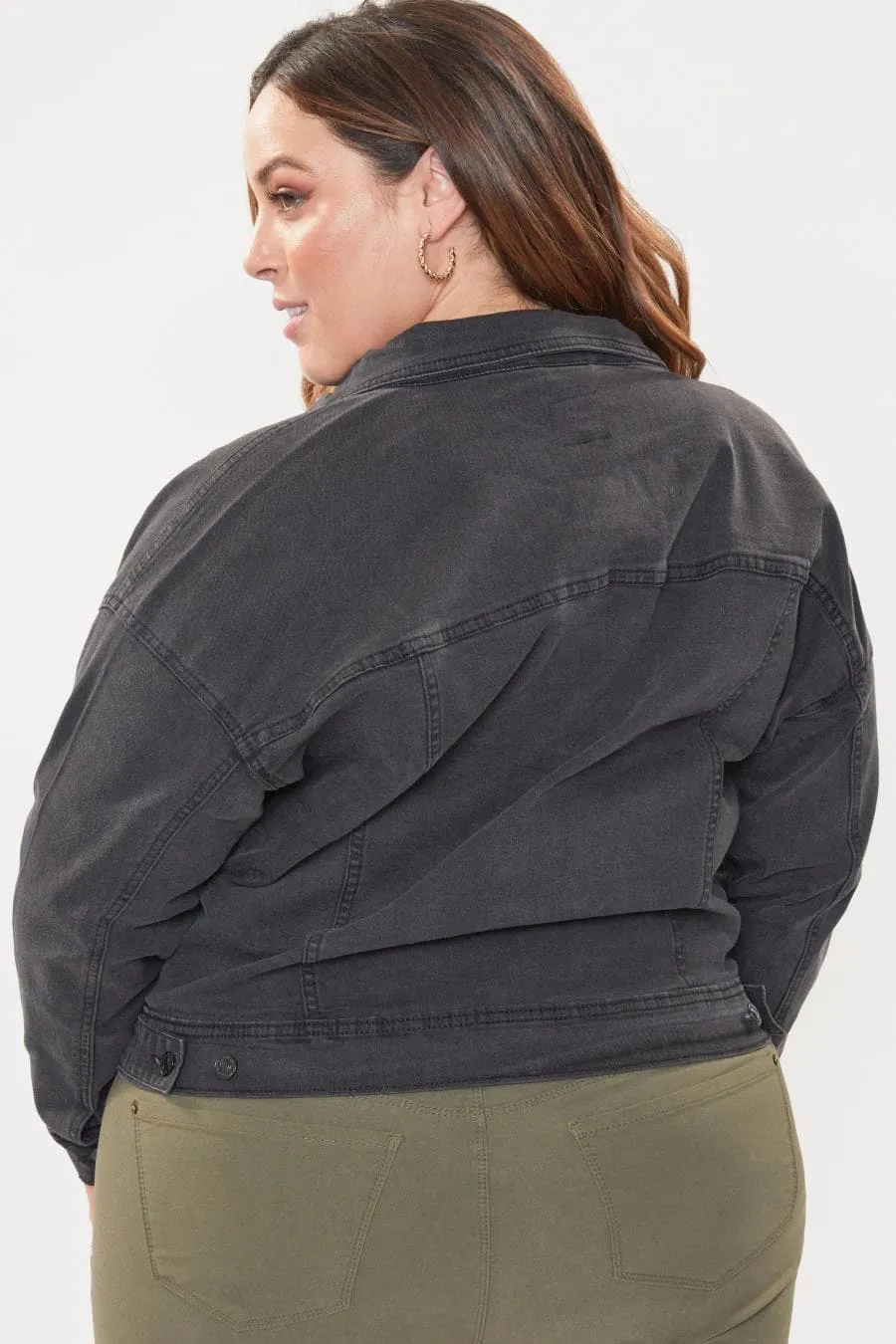 Women's Plus Size Drop Shoulder Boyfriend Denim Jacket