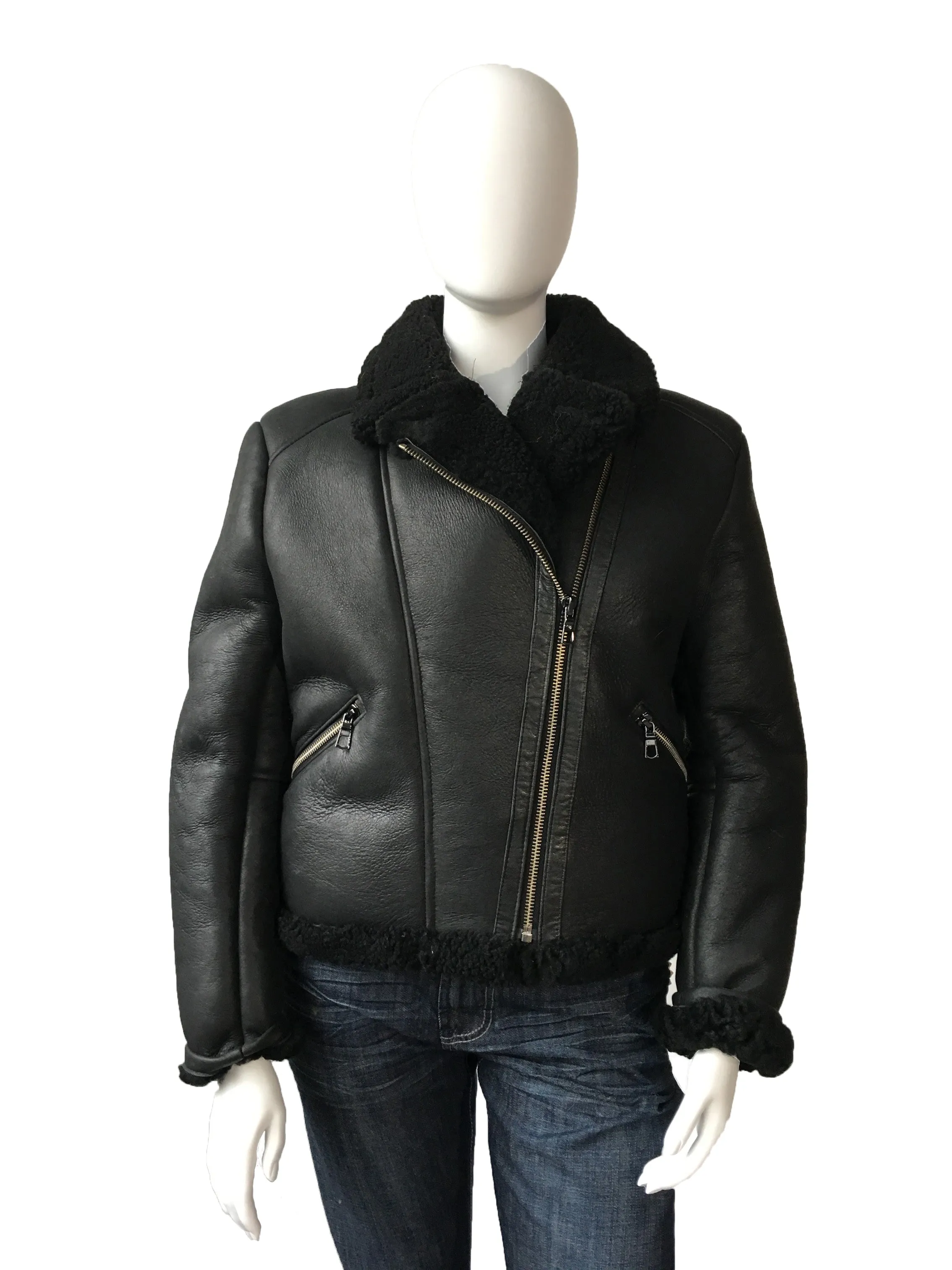 Women's Sheepskin Leather Biker Jacket Style #1045