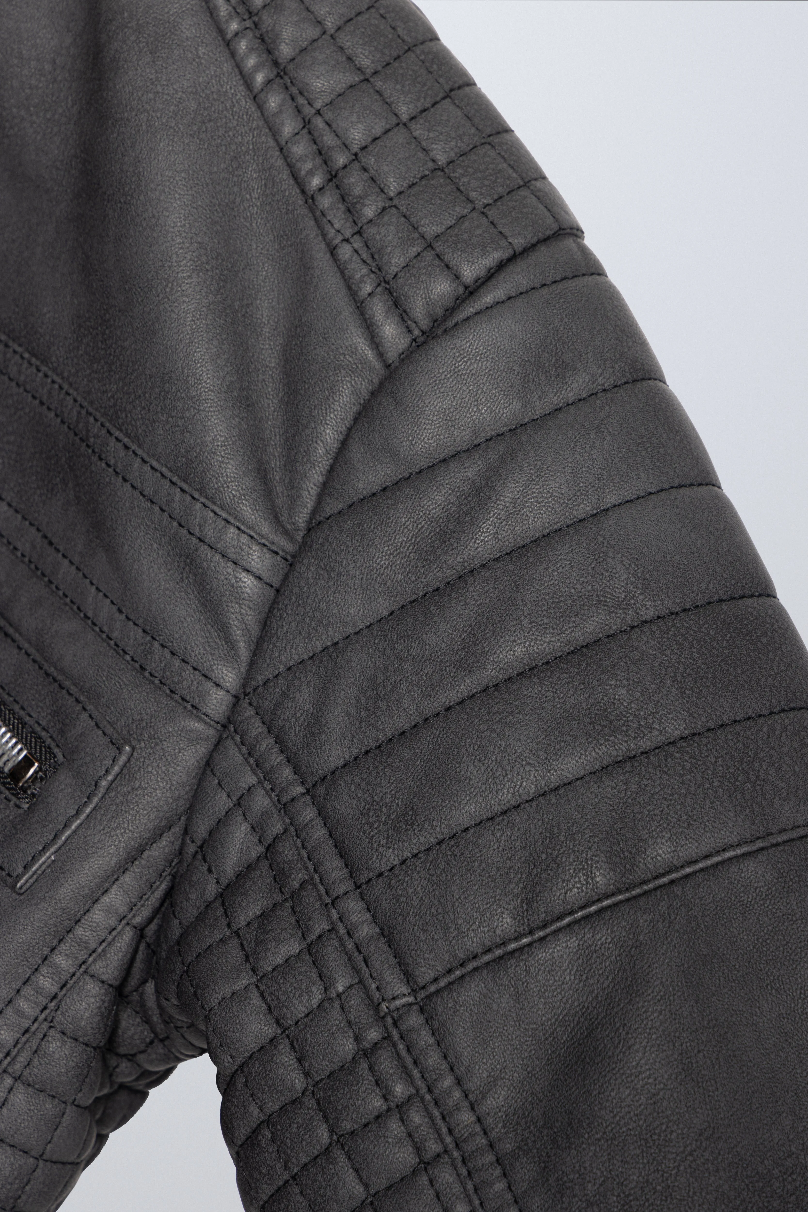 X RAY Boys PU Leather Jacket With Hood And Faux Shearling Lining.