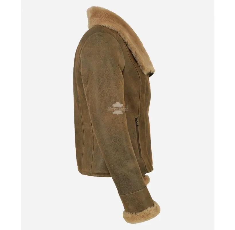York Ladies Sheepskin Jacket Vintage Natural Shearling Fur Winters Jacket
